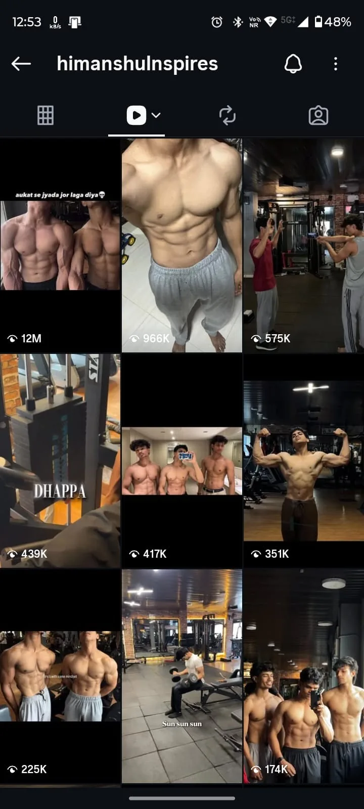 Instagram reels grid after PrimeOak Media showing multiple reels above 150K views